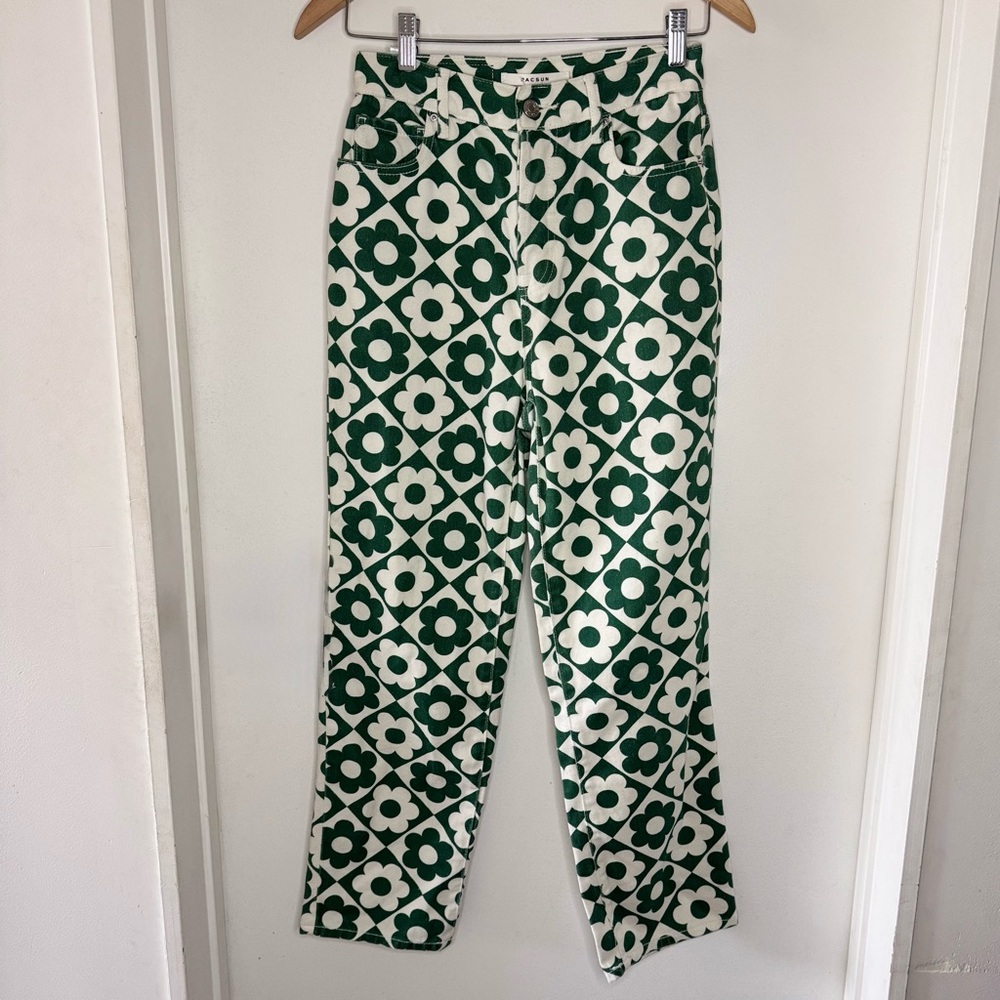 PACSUN High Rise Straight Daisy Flower Print Denim Pants Women’s 25 MOD